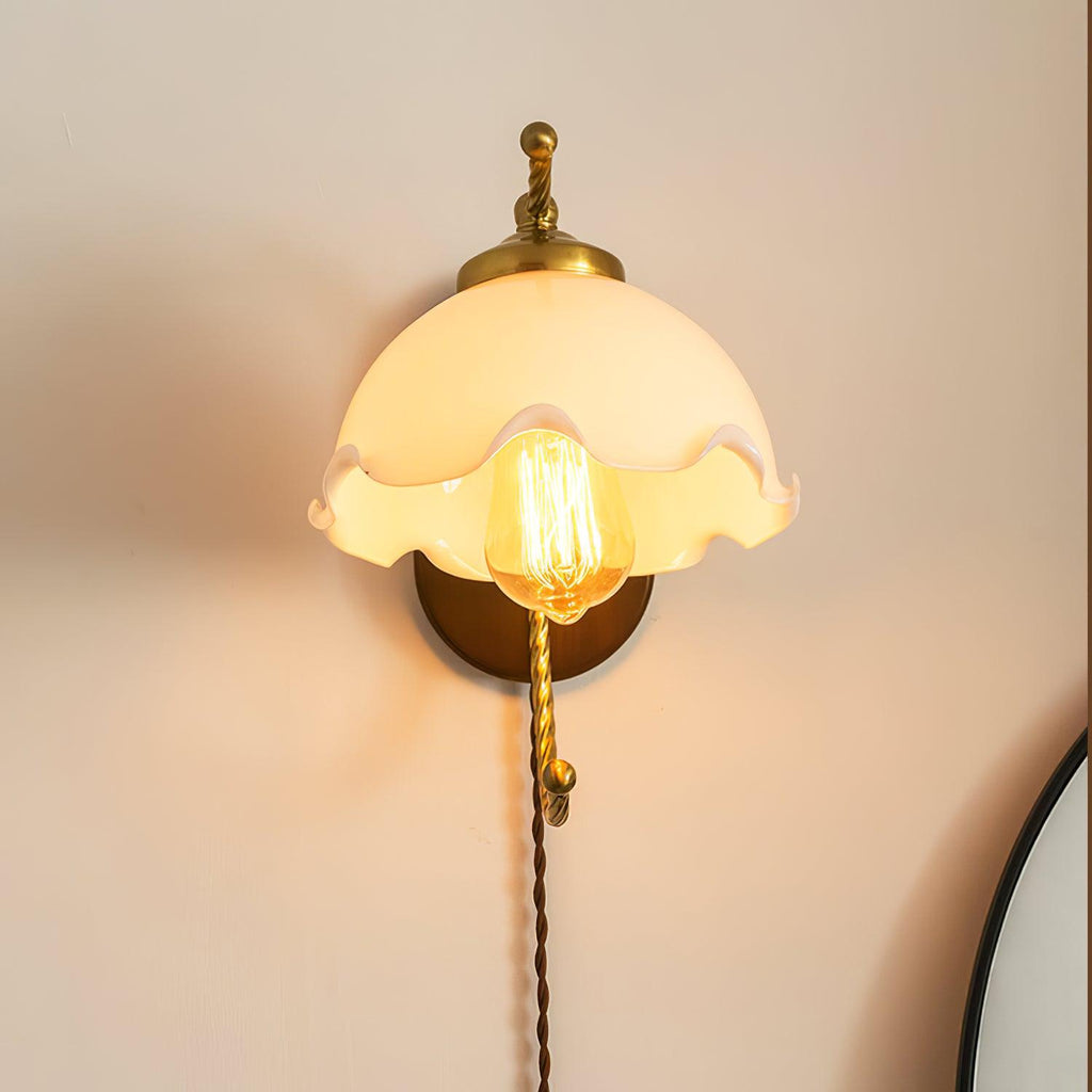Milky Flower Wall Light, Plug-In Wall Sconce, detail 5