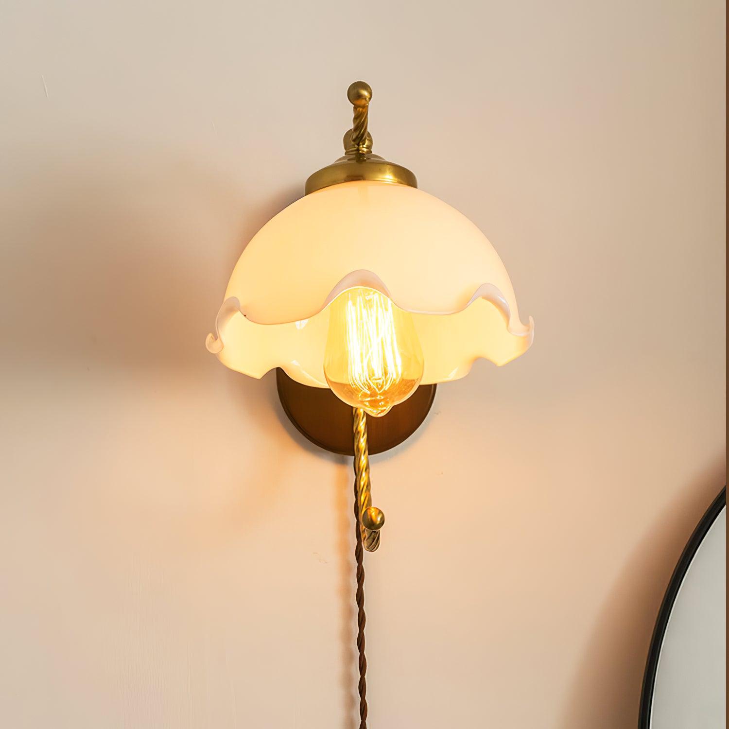 Milky Flower Wall Light, Plug-In Wall Sconce, detail 5