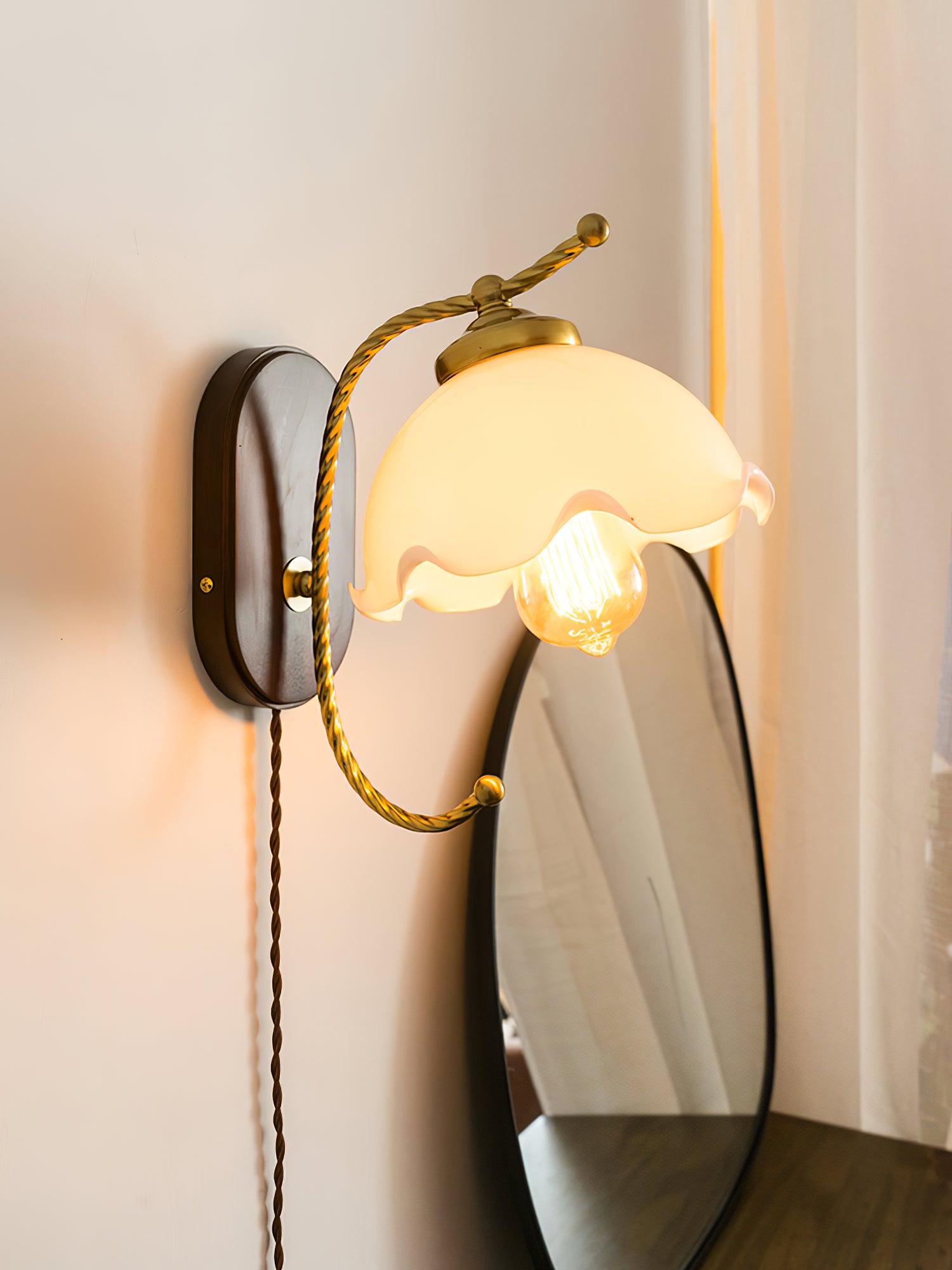 Milky Flower Wall Light, Plug-In Wall Sconce, detail 6