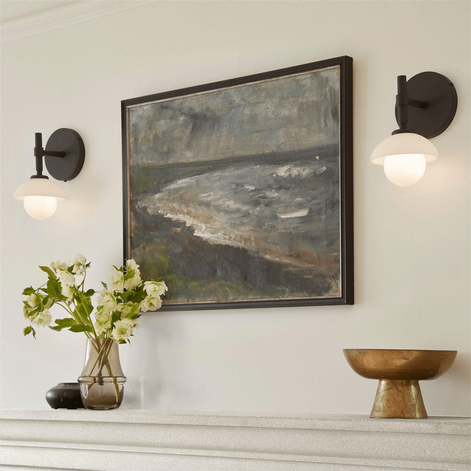 Milo Alabaster Double Wall Light, Hardwired Wall Sconce, detail 13