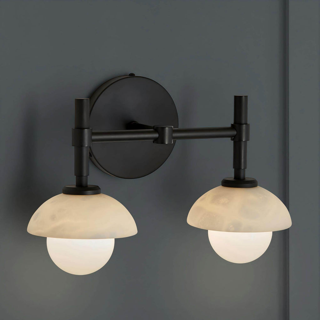 Milo Alabaster Double Wall Light, Hardwired Wall Sconce, detail 12