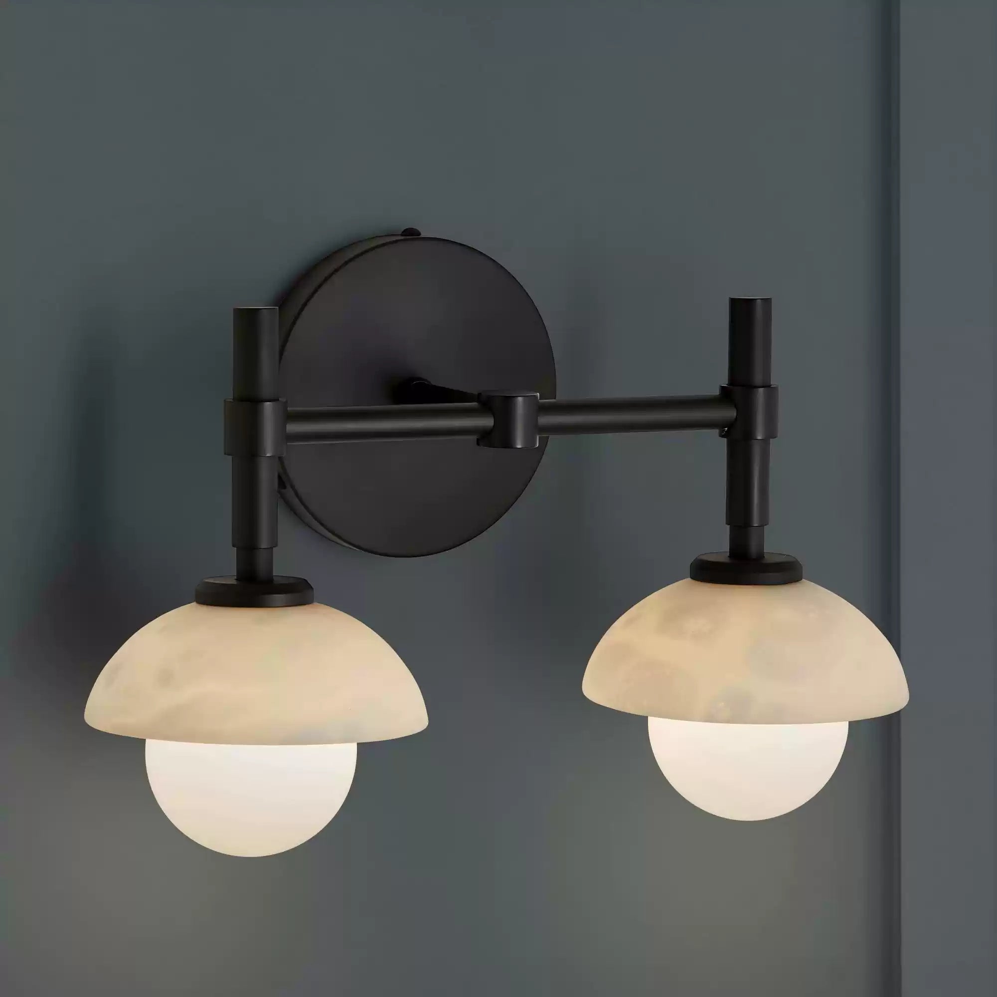 Milo Alabaster Double Wall Light, Hardwired Wall Sconce, detail 4