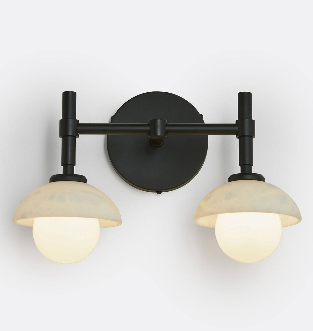 Milo Alabaster Double Wall Light, Hardwired Wall Sconce, detail 6