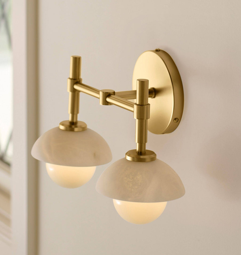 Milo Alabaster Double Wall Light, Hardwired Wall Sconce, detail 7