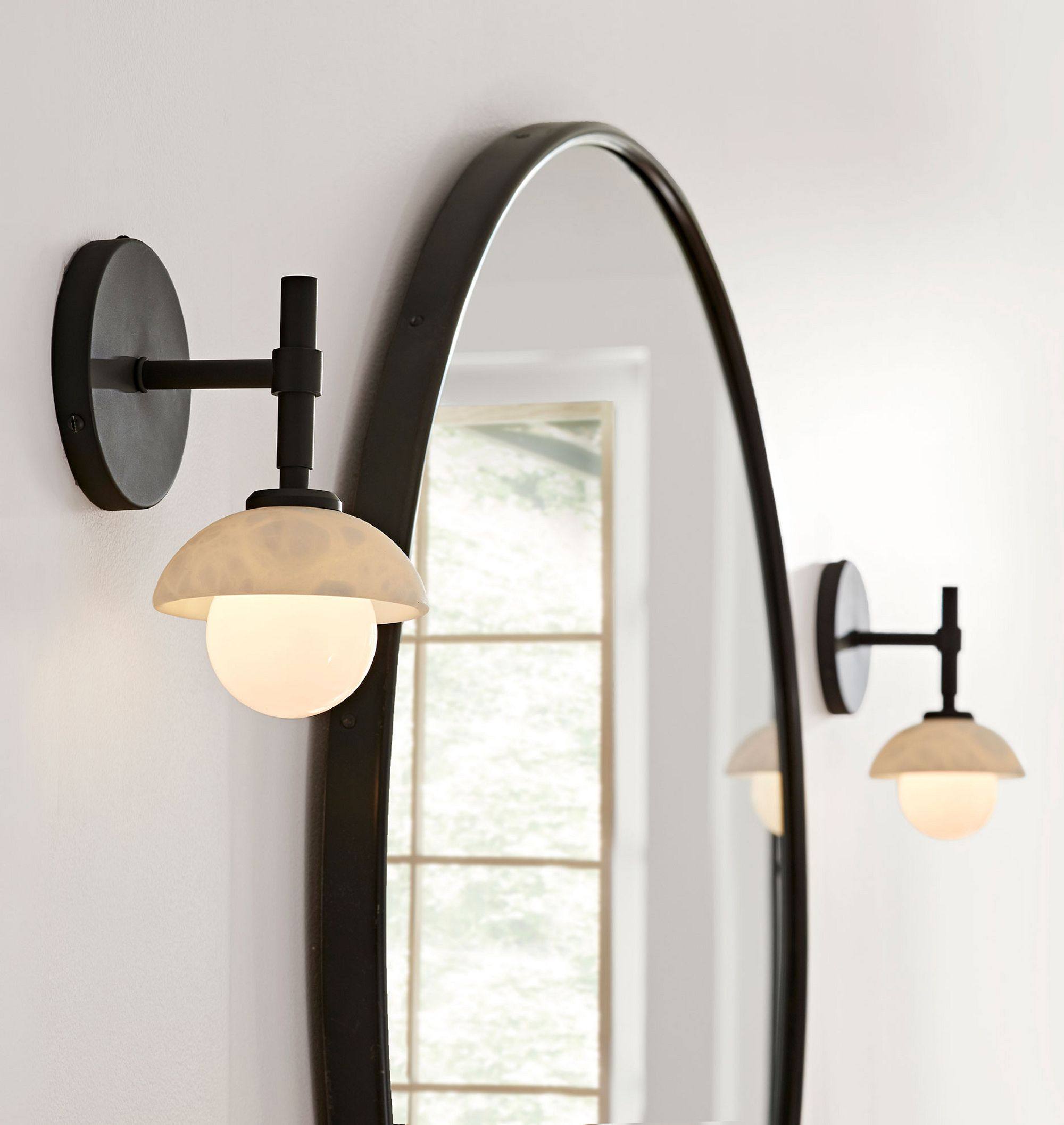 Milo Alabaster Double Wall Light, Hardwired Wall Sconce, detail 24