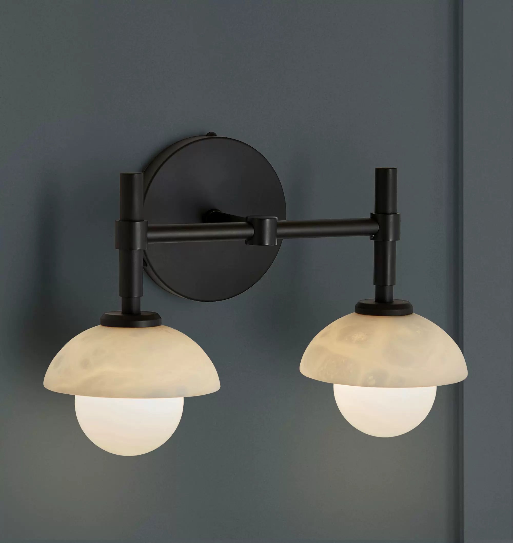 Milo Alabaster Double Wall Light, Hardwired Wall Sconce, detail 16
