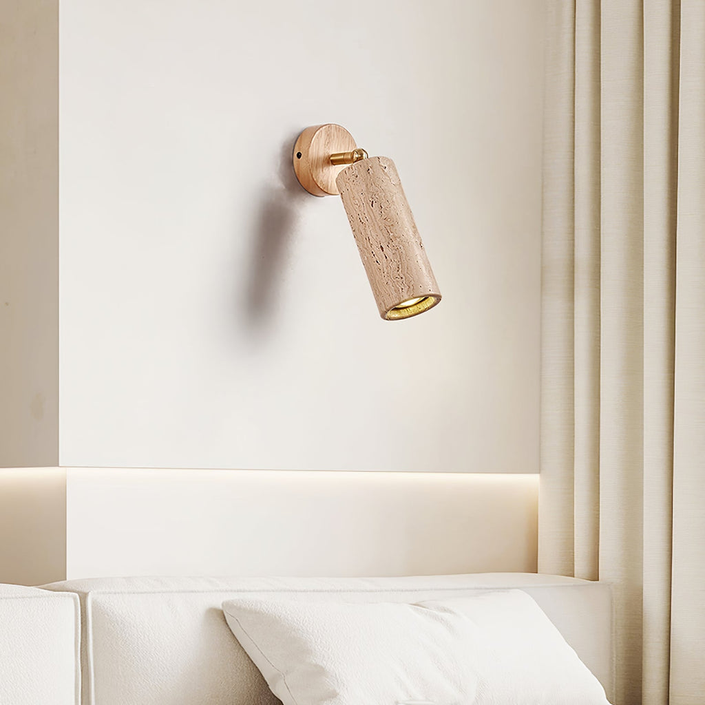 Brass Milo Travertine Wall Spotlight, Hardwired Wall Sconce, detail 15