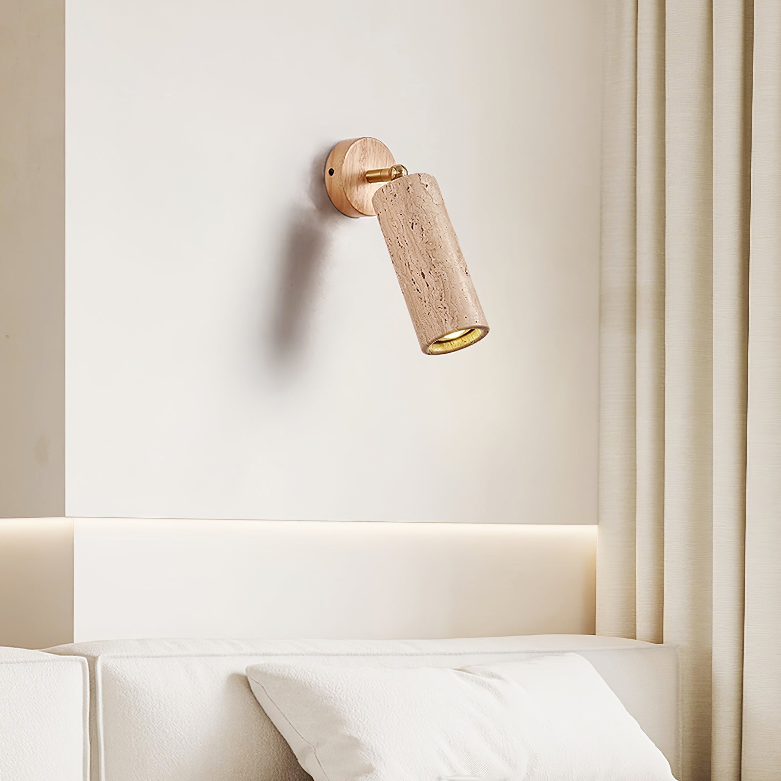 Brass Milo Travertine Wall Spotlight, Hardwired Wall Sconce, detail 15