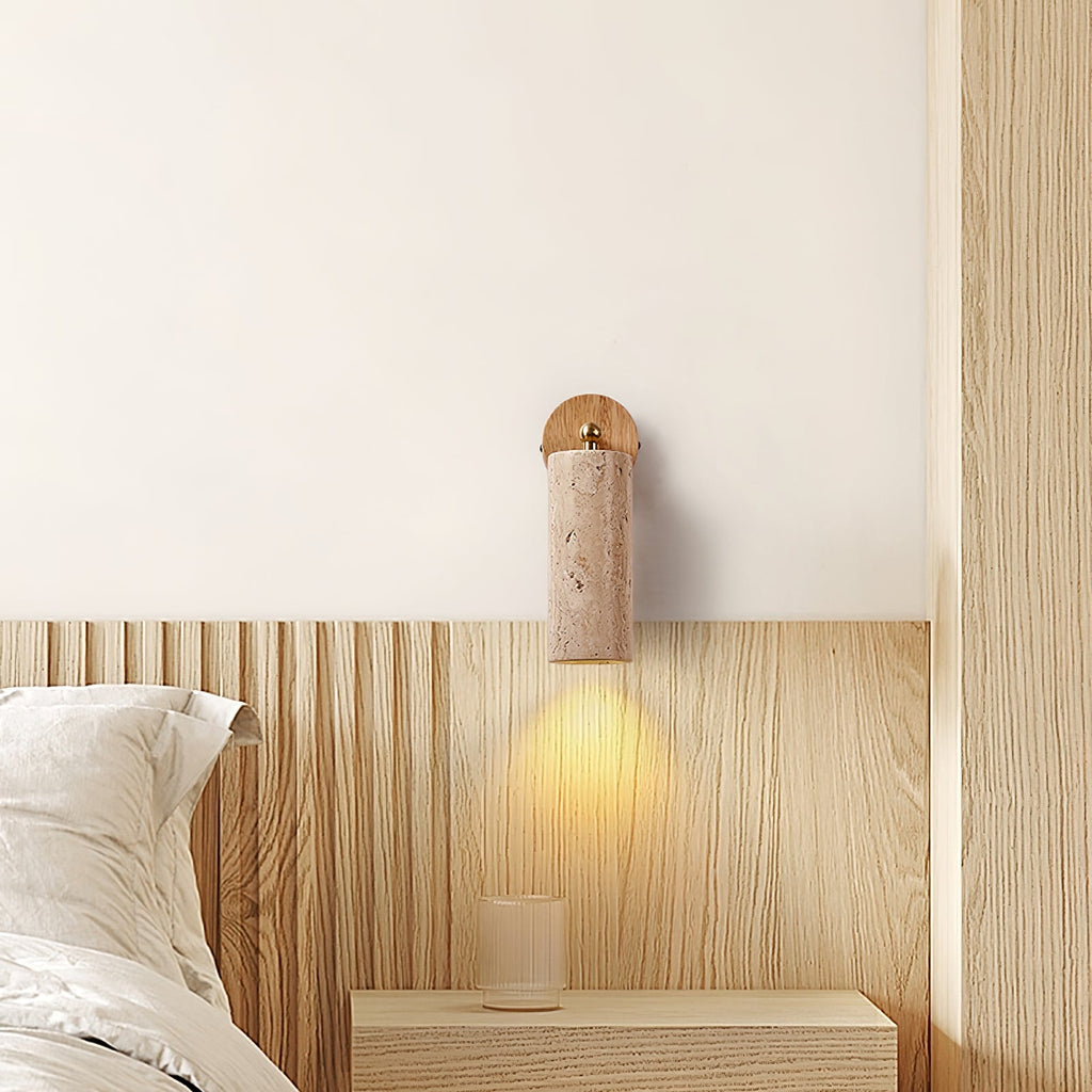 Brass Milo Travertine Wall Spotlight, Hardwired Wall Sconce, detail 16