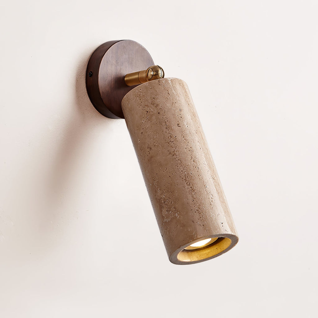 Brass Milo Travertine Wall Spotlight, Hardwired Wall Sconce, detail 17