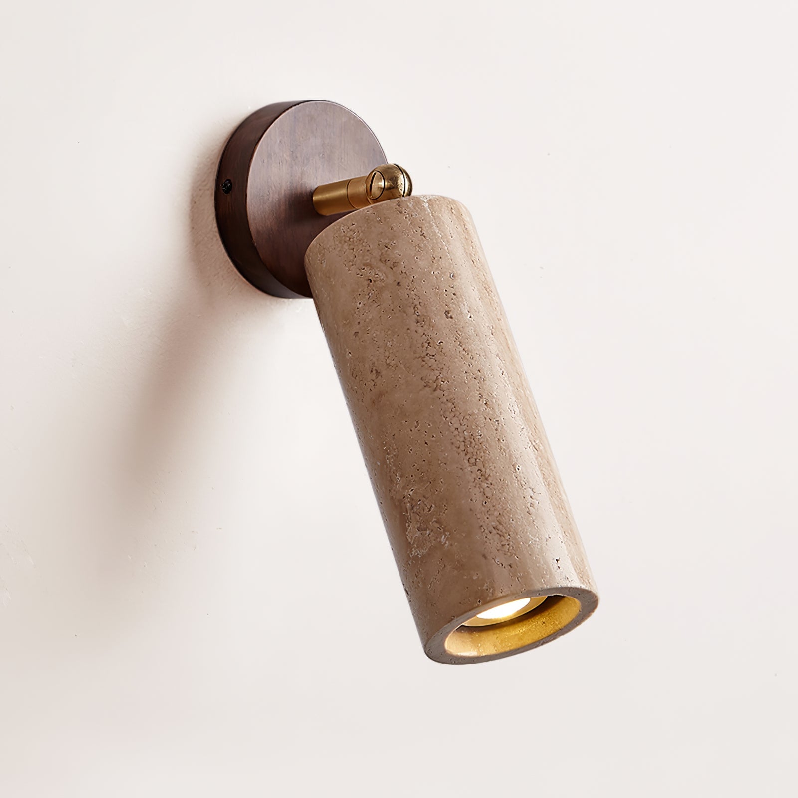 Brass Milo Travertine Wall Spotlight, Hardwired Wall Sconce, detail 17