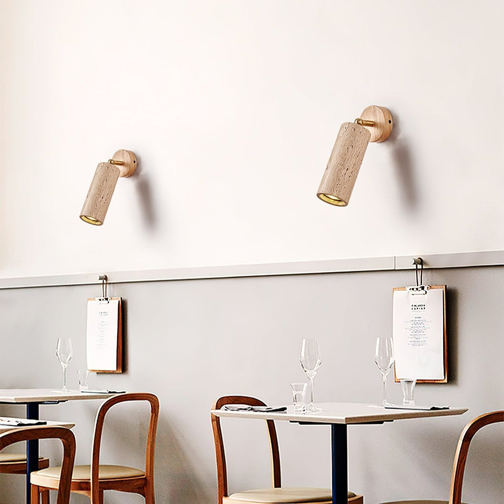 Brass Milo Travertine Wall Spotlight, Hardwired Wall Sconce, detail 4