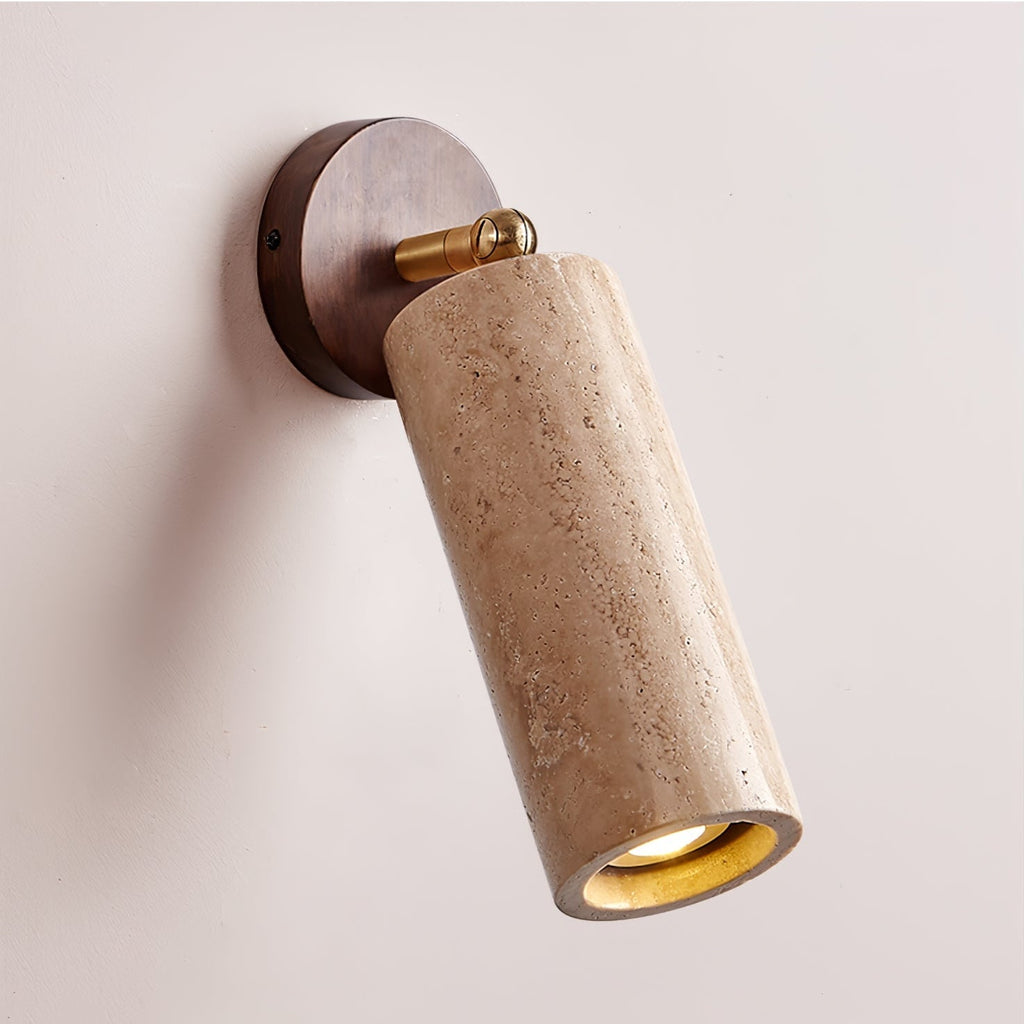 Brass Milo Travertine Wall Spotlight, Hardwired Wall Sconce, detail 8