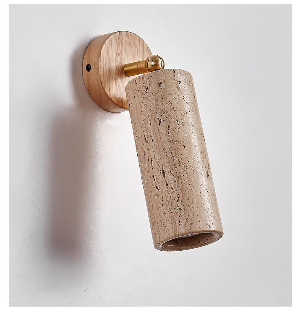 Brass Milo Travertine Wall Spotlight, Hardwired Wall Sconce, detail 9