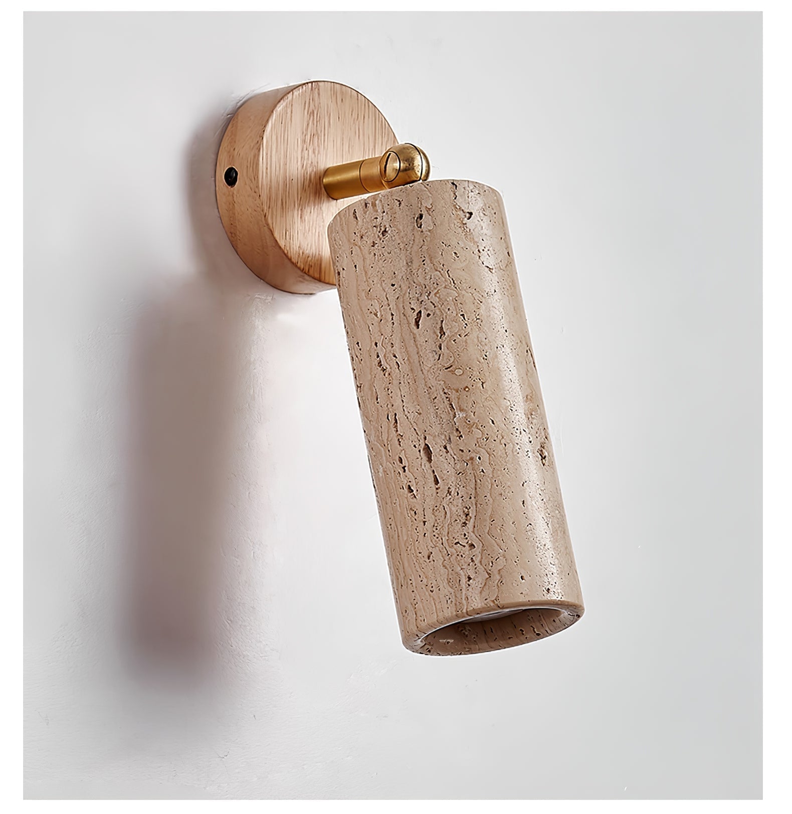 Brass Milo Travertine Wall Spotlight, Hardwired Wall Sconce, detail 9