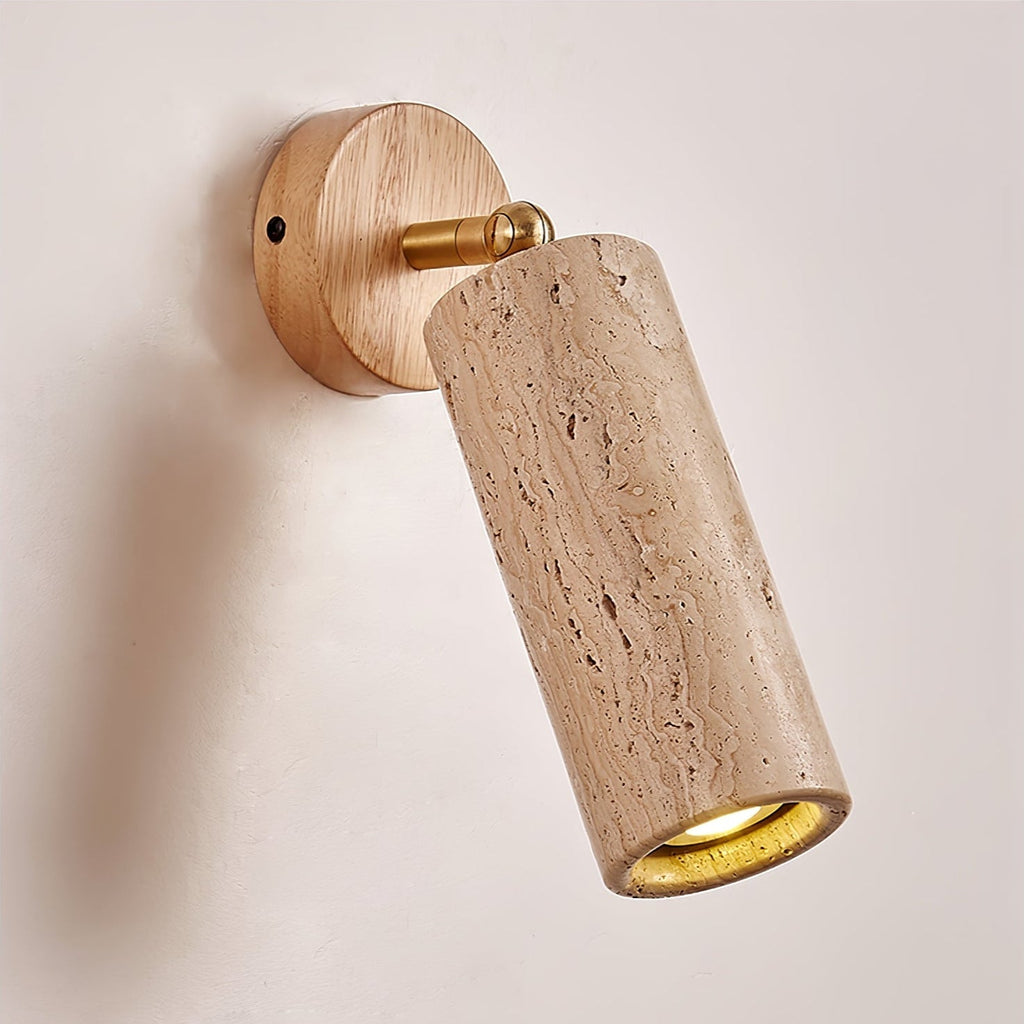 Brass Milo Travertine Wall Spotlight, Hardwired Wall Sconce, detail 10