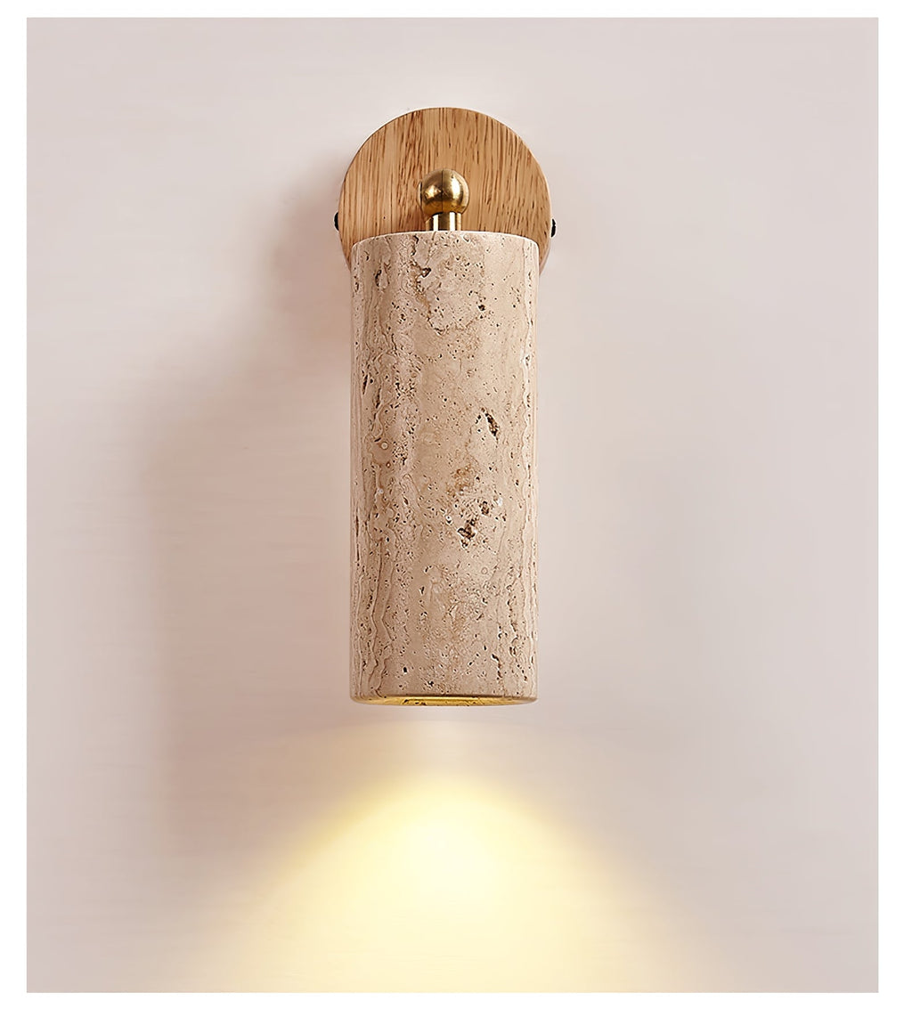 Brass Milo Travertine Wall Spotlight, Hardwired Wall Sconce, detail 11
