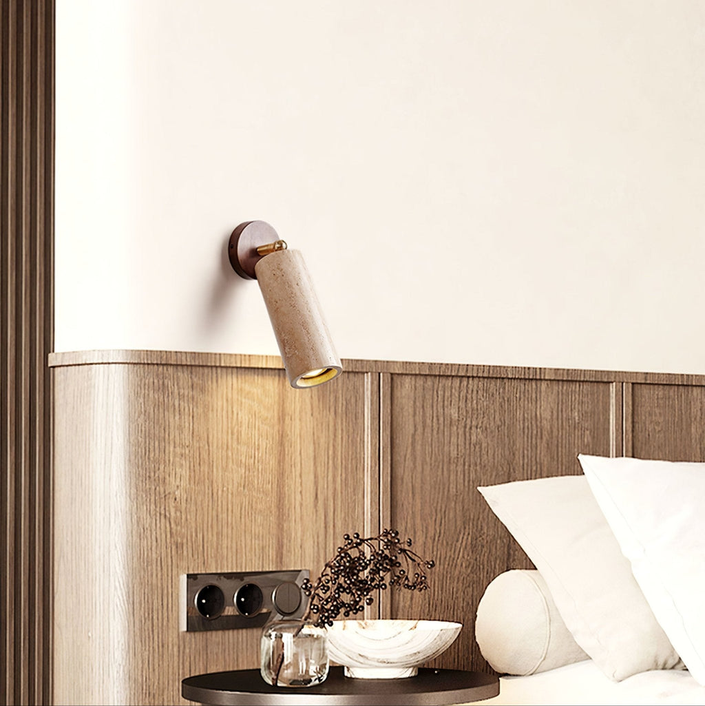 Brass Milo Travertine Wall Spotlight, Hardwired Wall Sconce, detail 12