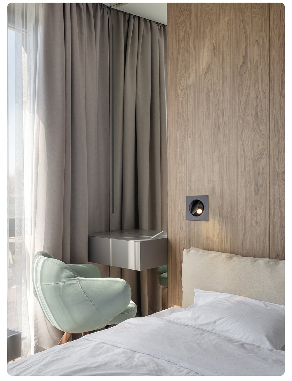 Clean-Lined Recessed Rotatable Sconce, Bedside Table Lamp, detail 6
