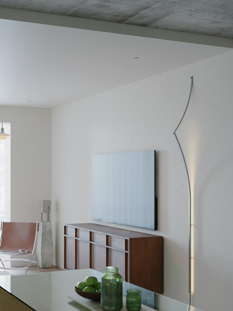 Clean-Lined Curving Ribbon LED Wall Light, Plug-In Wall Sconce, detail 3