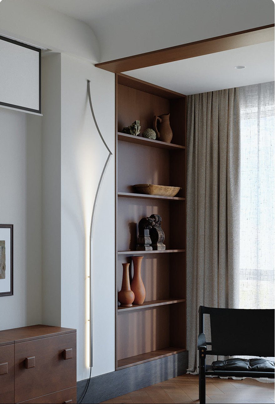Clean-Lined Curving Ribbon LED Wall Light, Plug-In Wall Sconce, detail 6