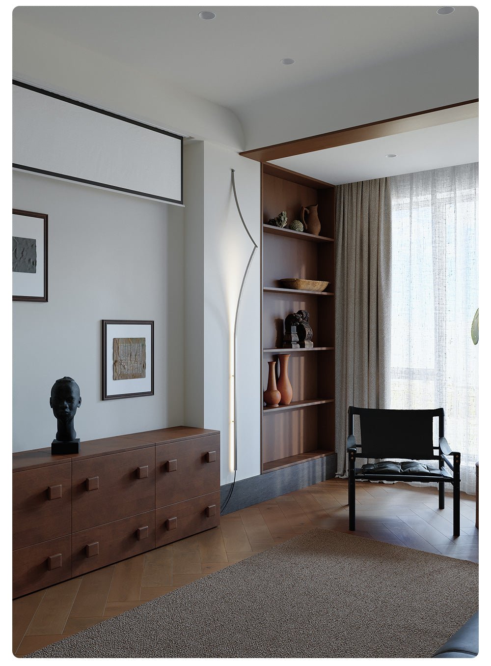 Clean-Lined Curving Ribbon LED Wall Light, Plug-In Wall Sconce, detail 8