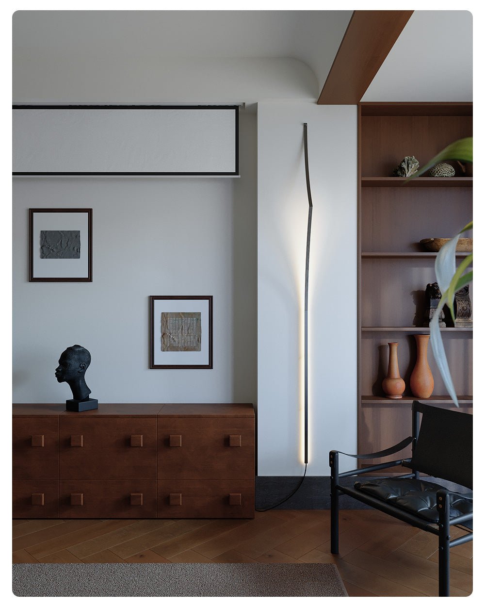 Clean-Lined Curving Ribbon LED Wall Light, Plug-In Wall Sconce, detail 9