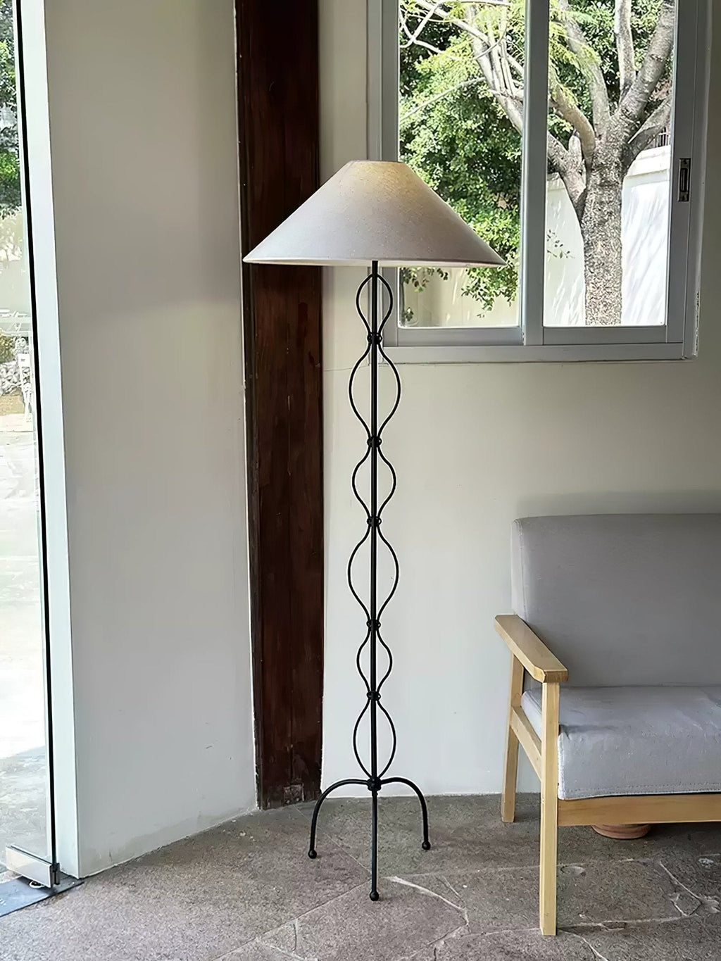 Clean-Lined Iron Twist Floor Light, Floor Lamp, detail 4