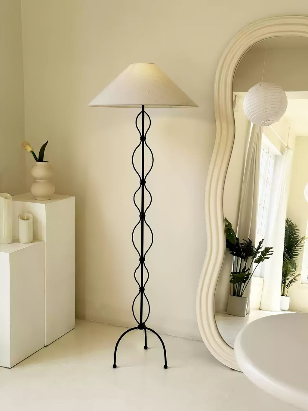 Clean-Lined Iron Twist Floor Light, Floor Lamp, detail 3