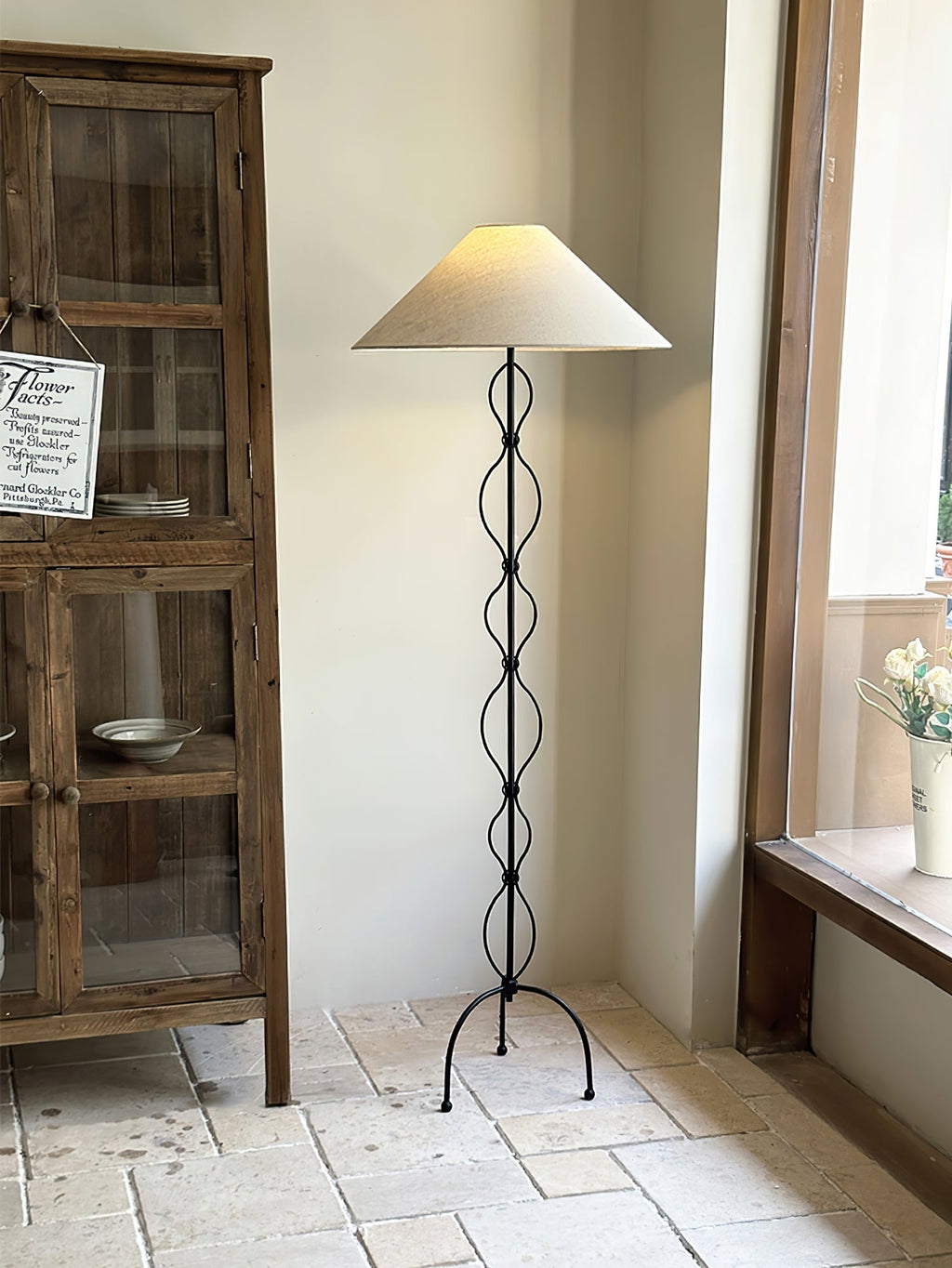 Clean-Lined Iron Twist Floor Light, Floor Lamp, detail 2