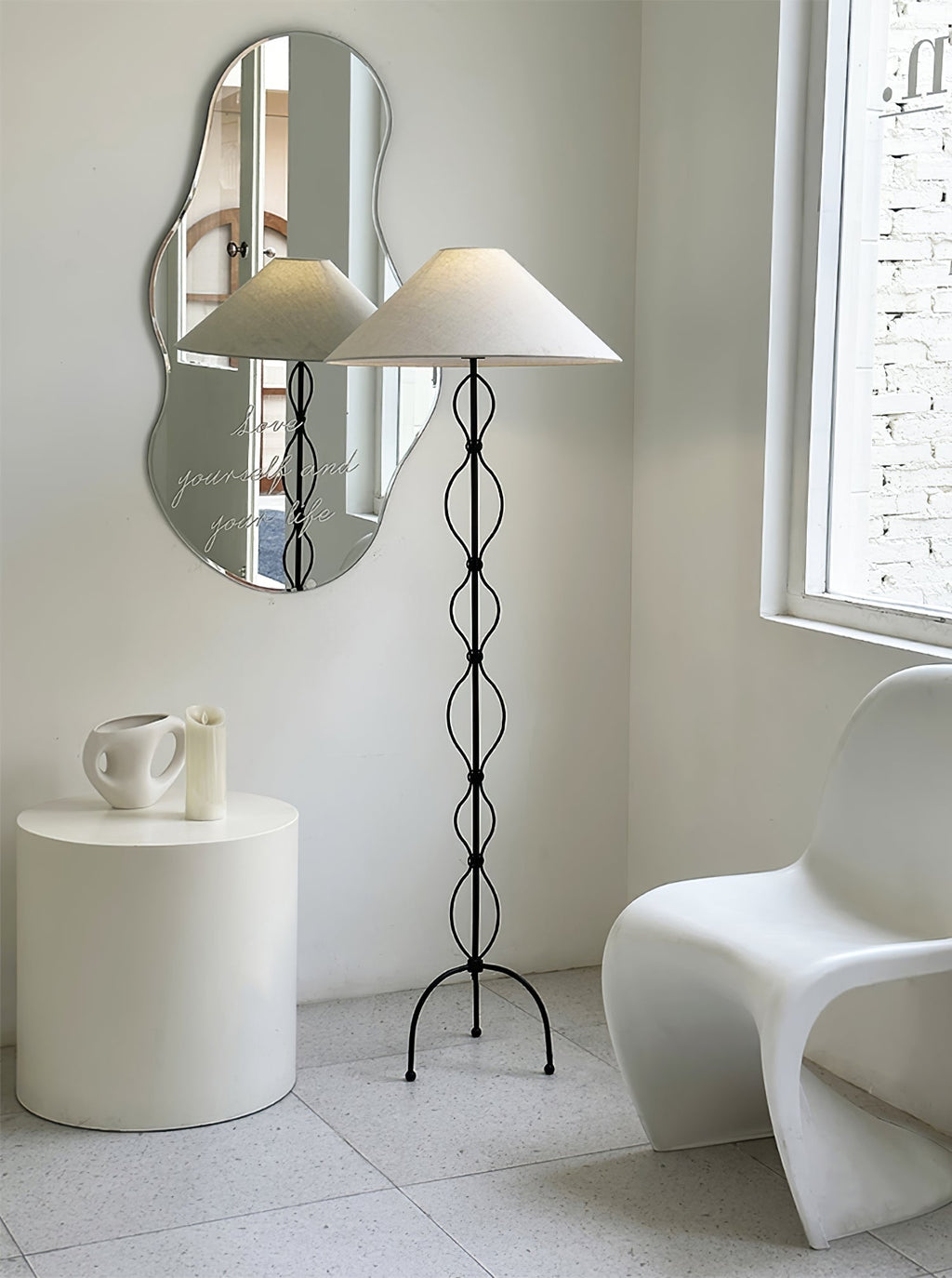 Clean-Lined Iron Twist Floor Light, Floor Lamp, detail 9