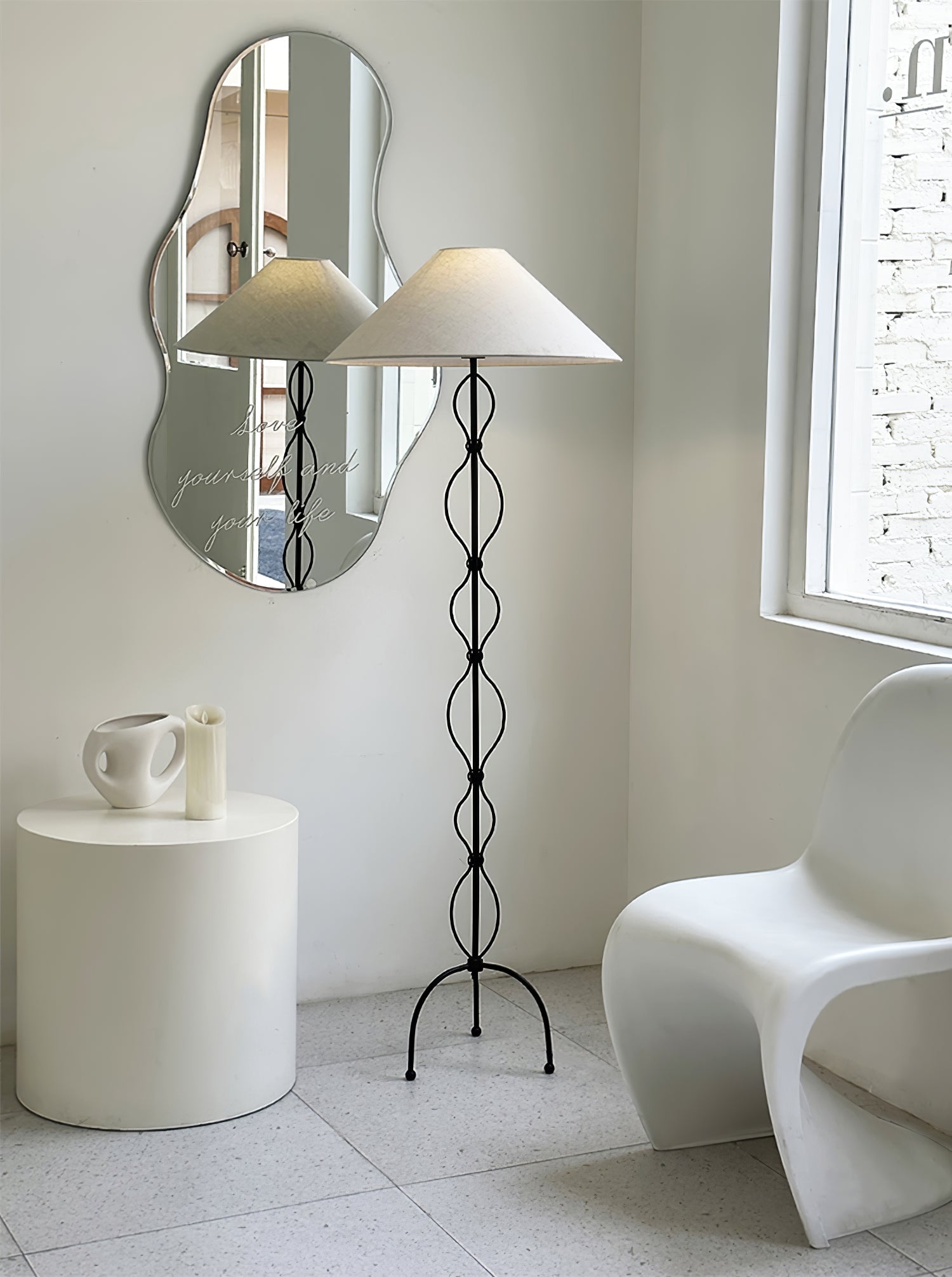 Clean-Lined Iron Twist Floor Light, Floor Lamp, detail 9