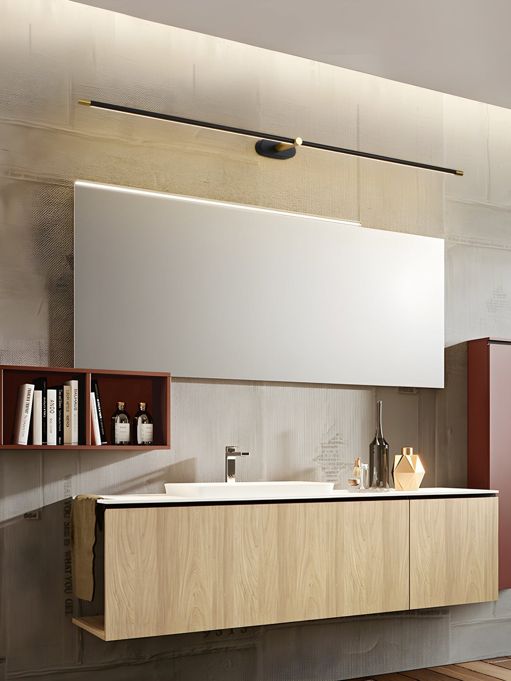 Clean-Lined Linear Wall Light, Hardwired Wall Sconce, detail 7