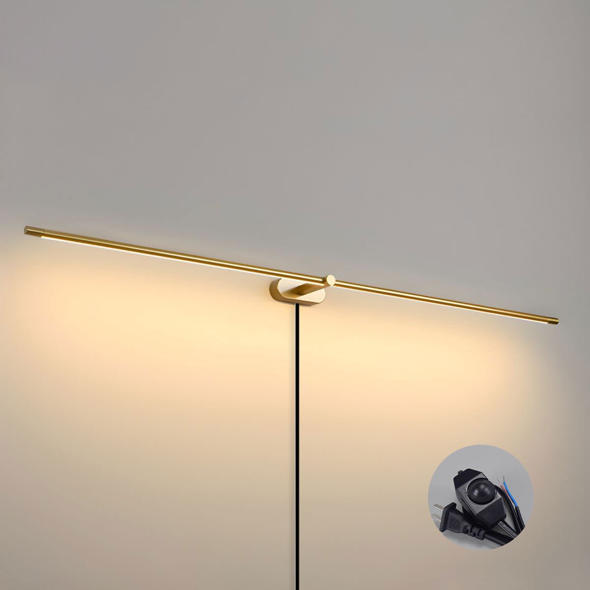 Clean-Lined Linear Plug-In Wall Light, Plug-In Wall Sconce, detail 29