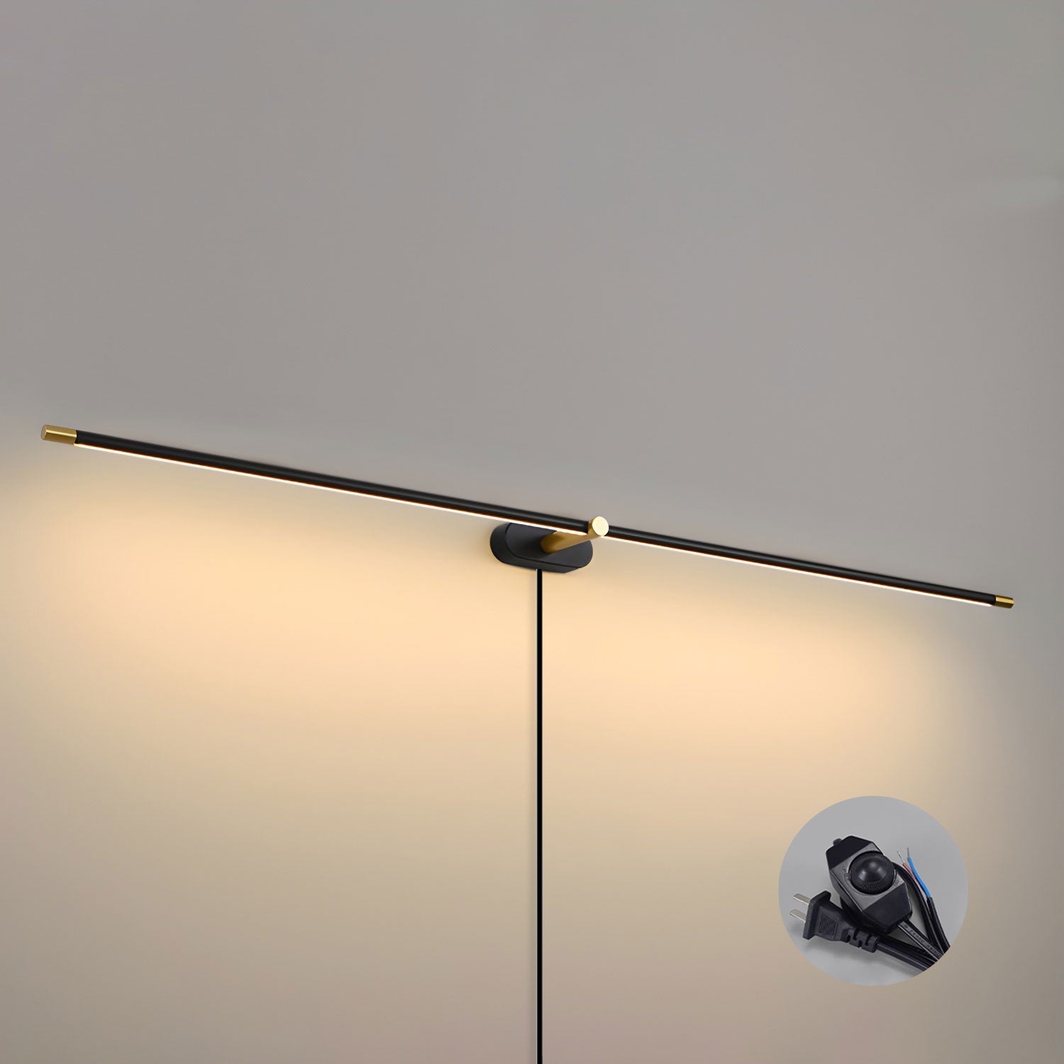 Clean-Lined Linear Plug-In Wall Light, Plug-In Wall Sconce, detail 30