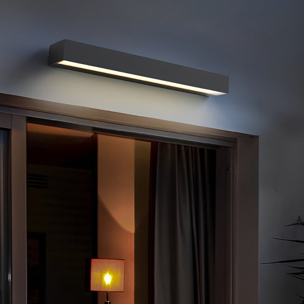 Clean-Lined Strip Waterproof LED Black Contemporary Exterior Wall Washer Light, Outdoor Wall Light, Die-cast Aluminum, 7.9"