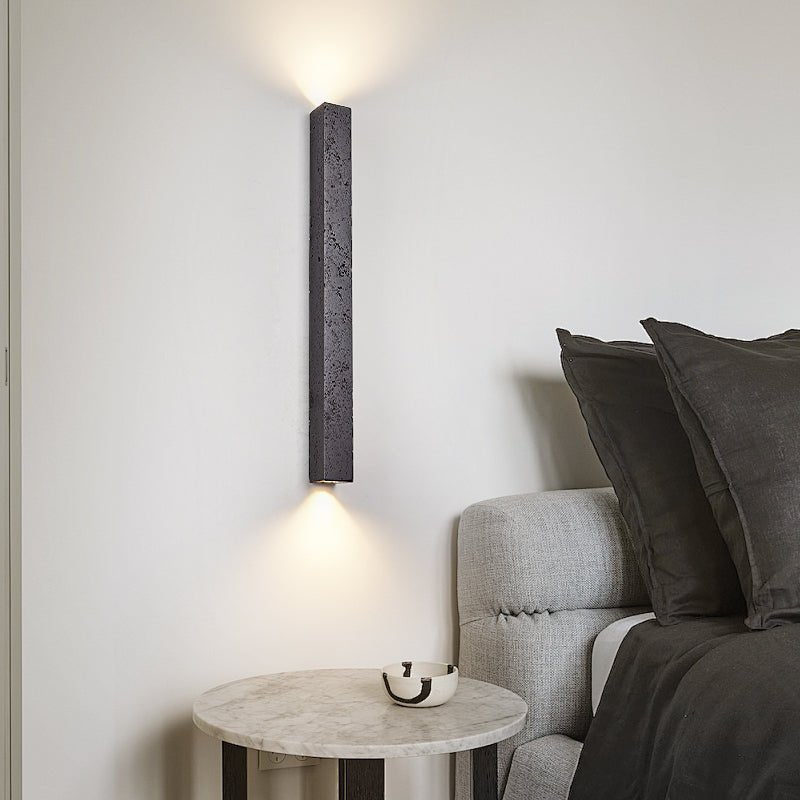Clean-Lined Stone Finish Wall Light, Hardwired Wall Sconce, detail 4
