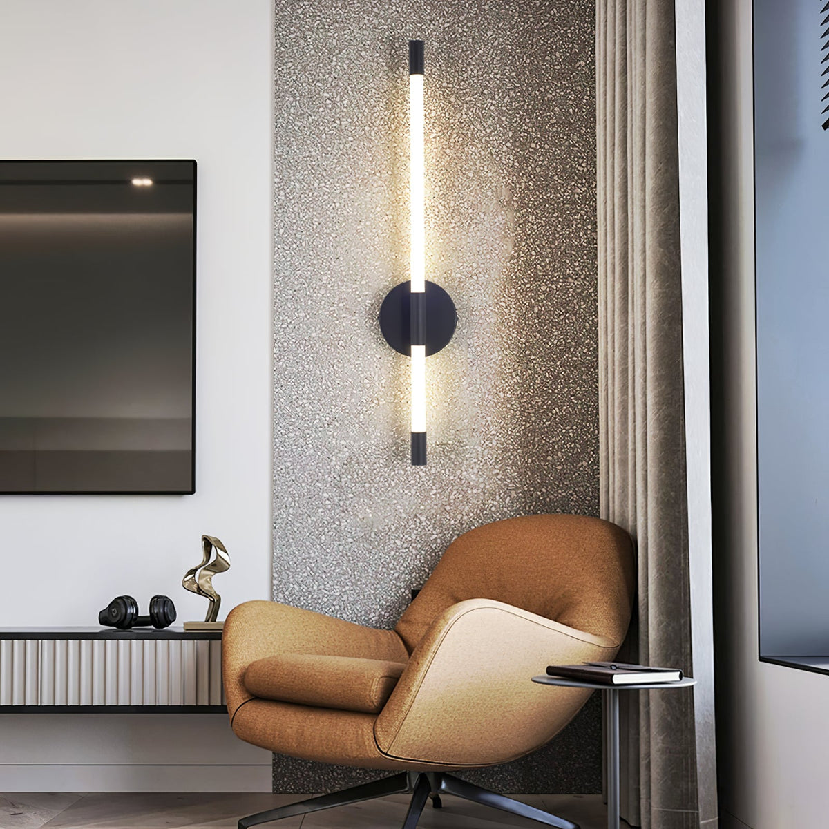Clean-Lined Vertical Wall Light, Hardwired Wall Sconce, detail 16