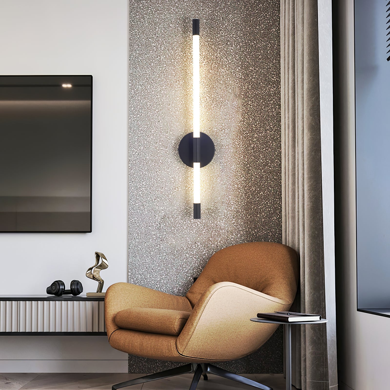 Clean-Lined Vertical Wall Light, Hardwired Wall Sconce, detail 16