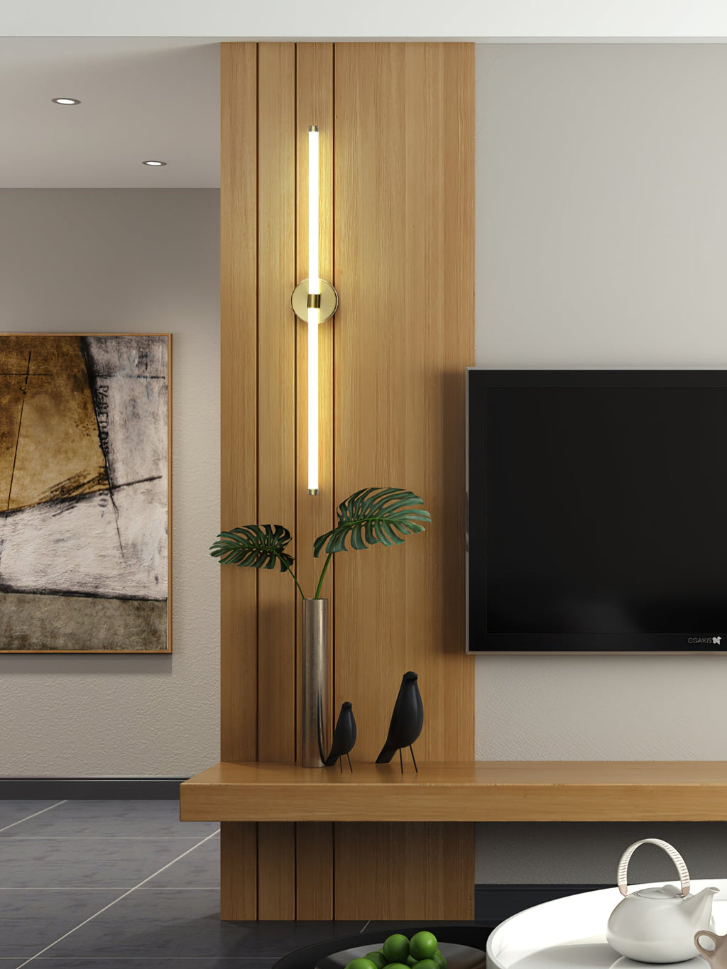 Clean-Lined Vertical Wall Light, Hardwired Wall Sconce, detail 22