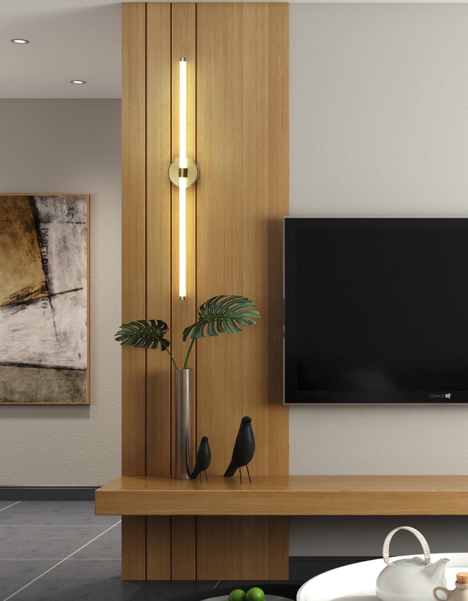 Clean-Lined Vertical Wall Light, Hardwired Wall Sconce, detail 29