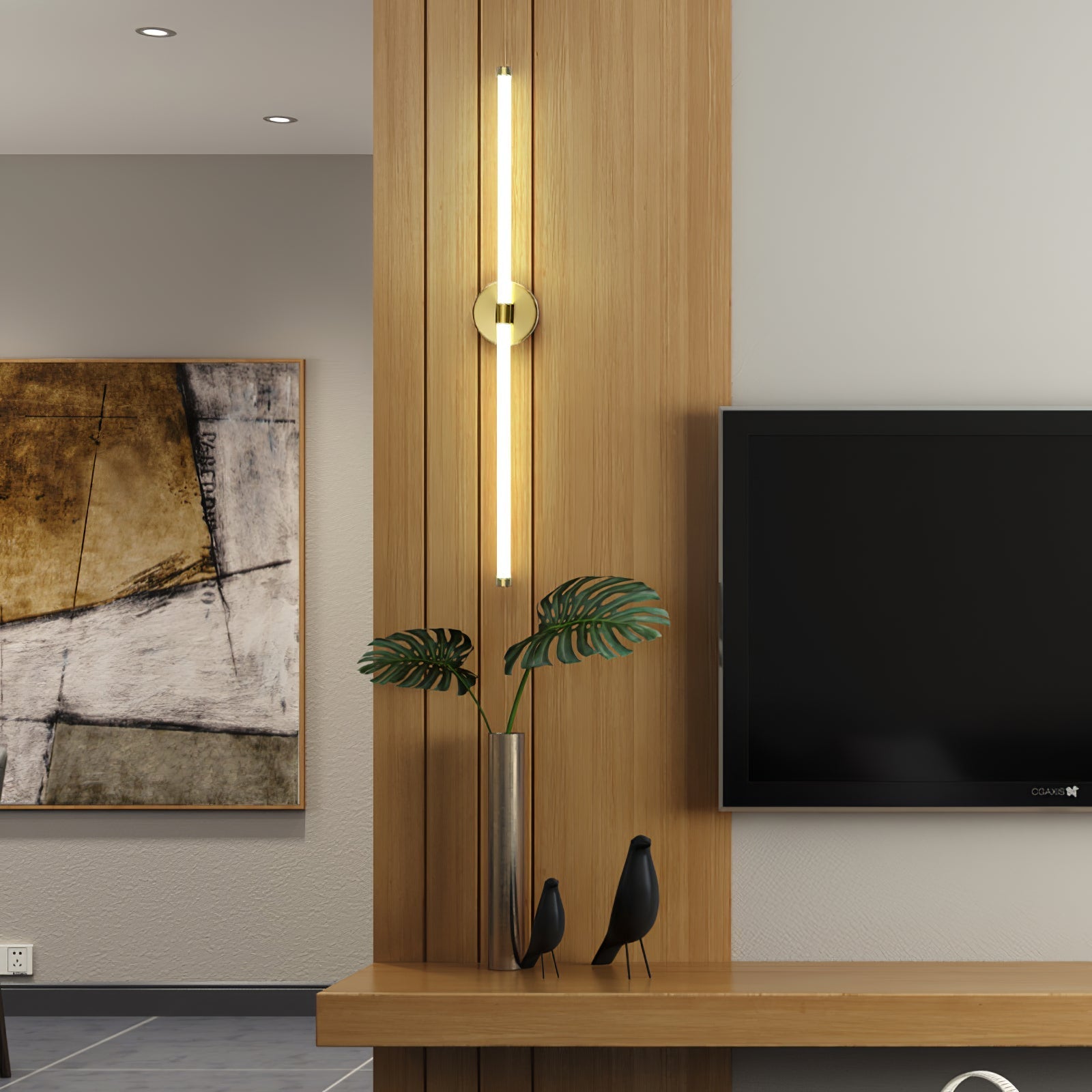 Clean-Lined Vertical Wall Light, Hardwired Wall Sconce, detail 5