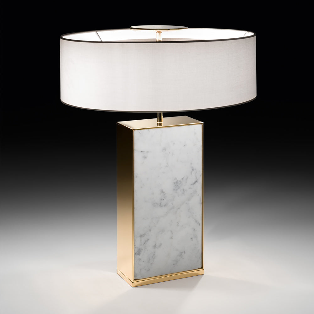 Contemporary Marble Designer Gold Table Light, Bedside Table Lamp, overall height with shade 53