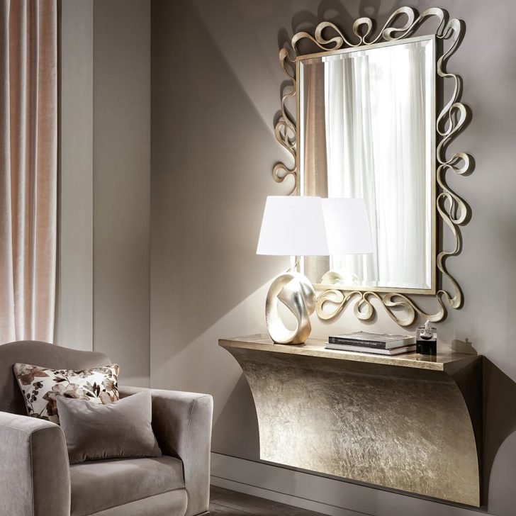Premium Italian Champagne Silver Leaf Table Light, Bedside Table Lamp, detail 5