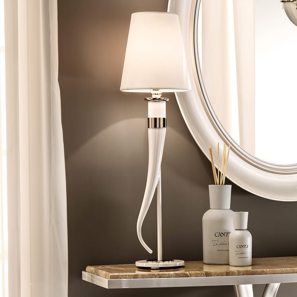 Contemporary Italian Ivory Table Light, Bedside Table Lamp, detail 4