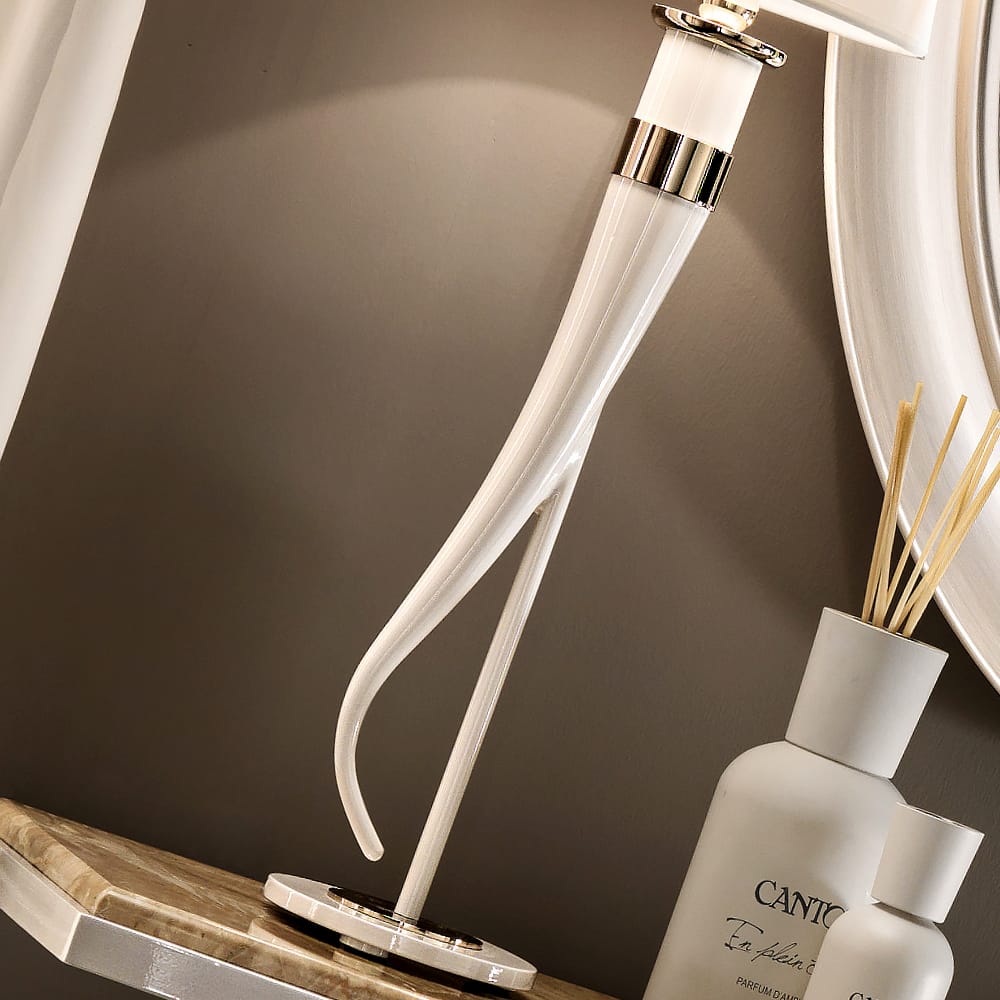 Contemporary Italian Ivory Table Light, Bedside Table Lamp, detail 6