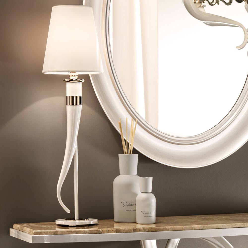 Contemporary Italian Ivory Table Light, Bedside Table Lamp, height 72 cm