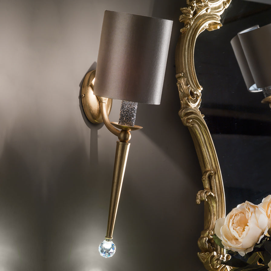 Premium Contemporary Crystal Gold Wall Light, Bedroom Wall Sconce, Height 56 cm