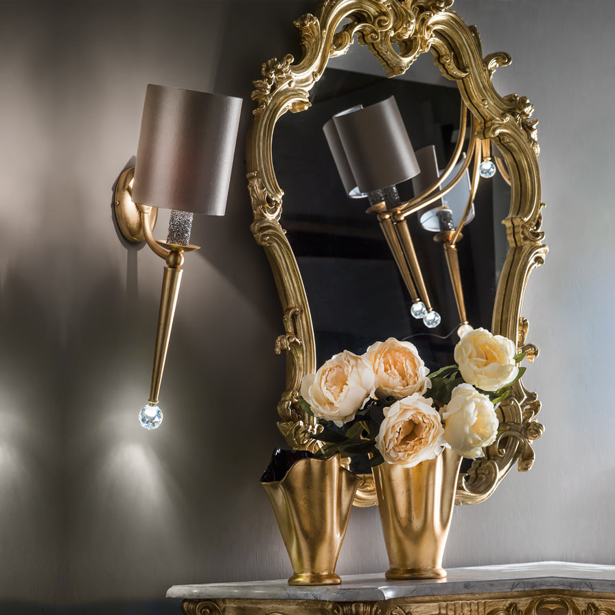 Premium Contemporary Crystal Gold Wall Light, Bedroom Wall Sconce, detail 3