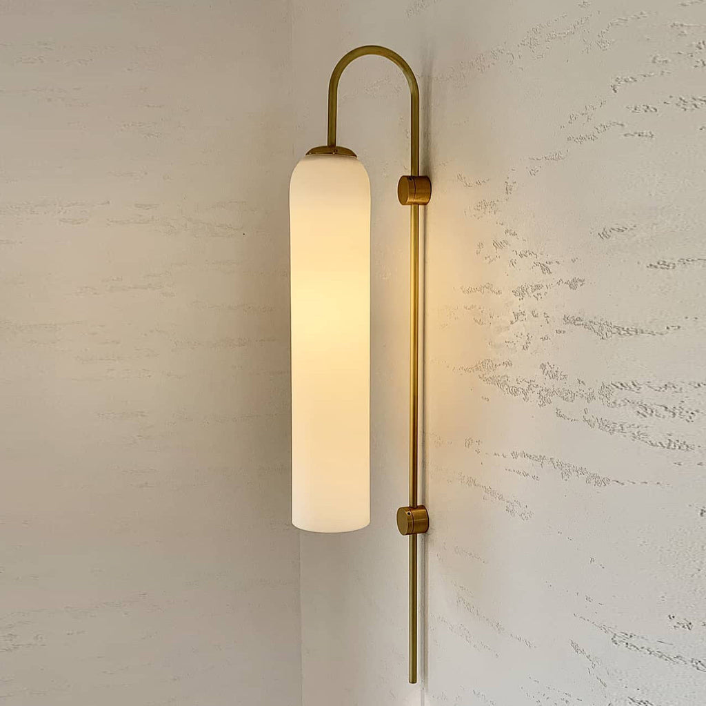 Contemporary Glass Wall Light - W 19cm x H 80cm Metal, Plug-In Wall Sconce, detail 8